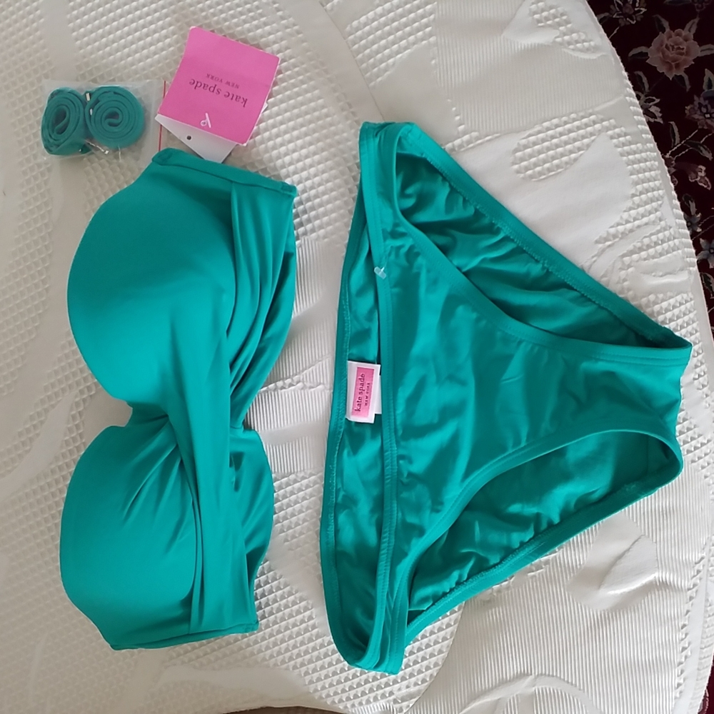Kate Spade Teal Twisted Bikini. NEW / NWT. Convertible! Strapless or Regular!